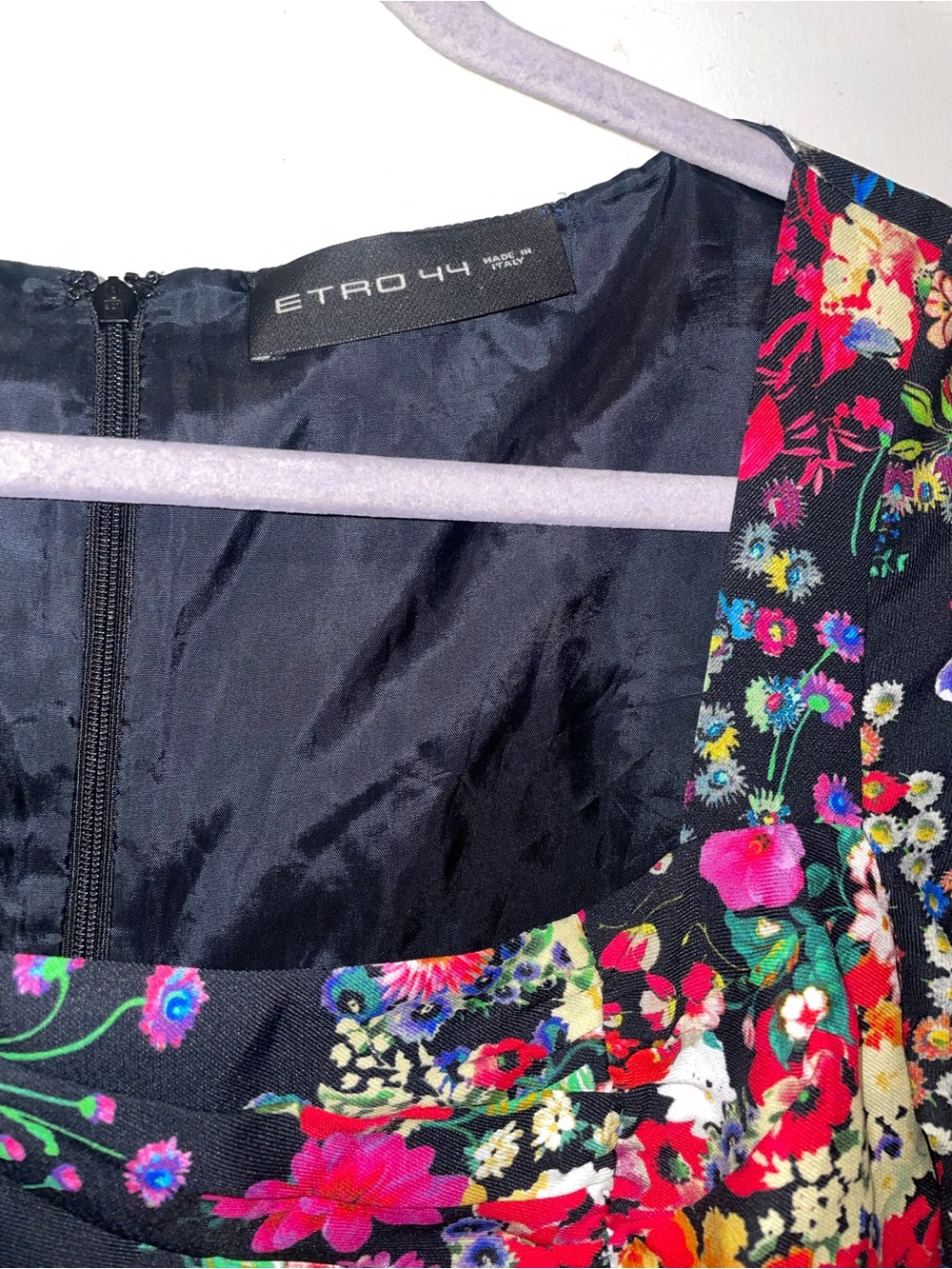 Etro Black Multicolor Floral Ruched Asymmetric Midi Dress 🖤 size 8 - Picture 7 of 9